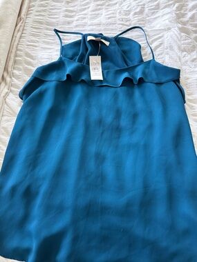LOFT Teal Ruffle-Trim Camisole